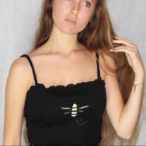 HANDMADE black bee top!
